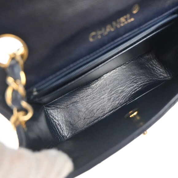 CHANEL CC Logo Mini Matelasse Chain Shoulder Bag Leather Blue GHW 373RL397 - Picture 13 of 16
